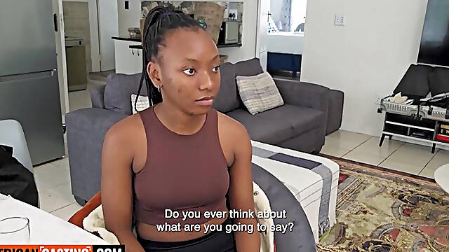 Tight Pussy Ebony Teen Railed Hard Pov By Big White Cock In Couch Casting