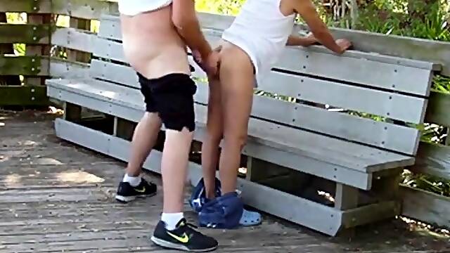 Mature Gay Couple Has Interracial Bareback Sex Outdoors