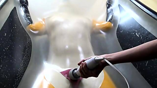 Horny amateur fat slut masturbates using her adult toy