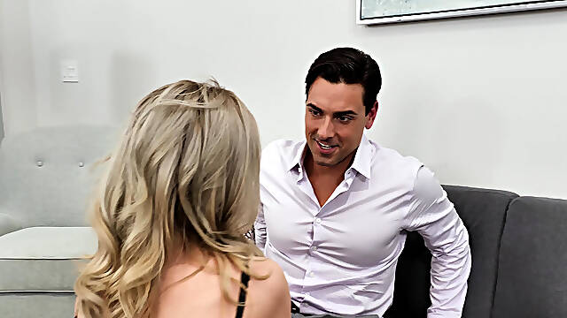 Slender Mazzy Grace in stockings gets spanked by the boss