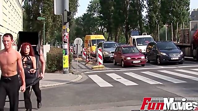 Redhead Mistress Fucking Her Slaves