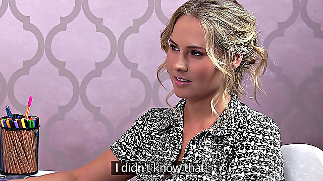 Agent can't resist blonde amateur's tight pussy & sexy tits backstage