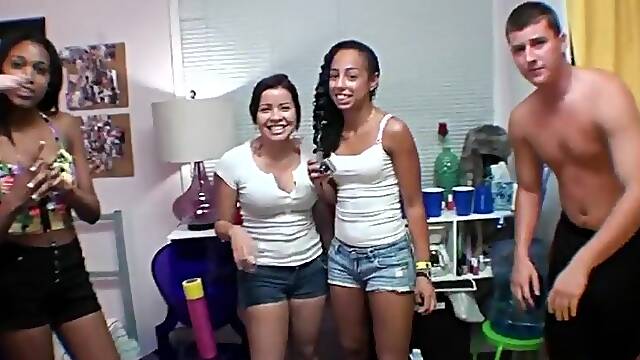 Latina Brunette Ignites Fiery Heat in a Dorm Play