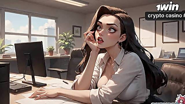 Four-Penised Office Orgy: Creamy Cum Drenches Secretary