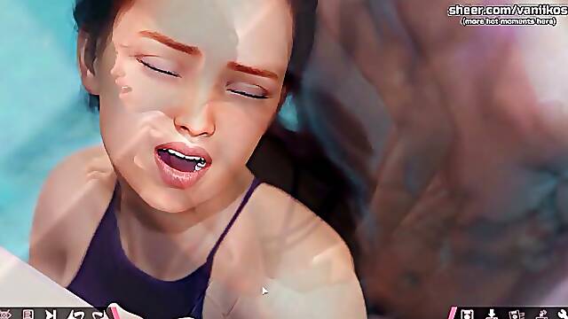 Underwater creampie for a sexy fit teen with a perfect body (3D animation)