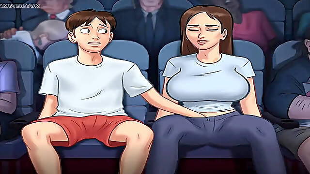 Sis and I have fun in cinema hall, feeling her pussy in summertime saga