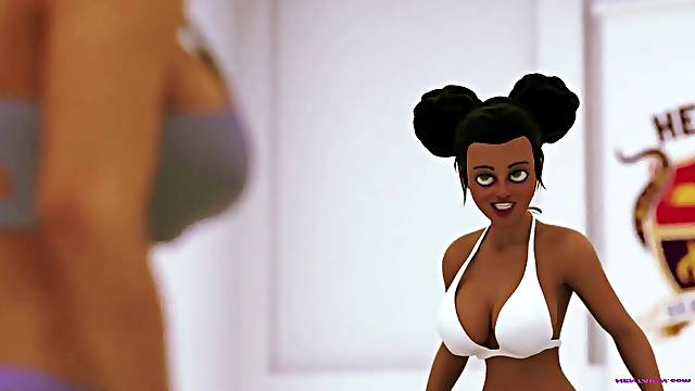 Ebony Hotties Locker Room Fucking - 3D Hentai (ENG Voices)