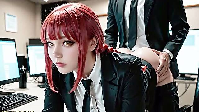 Makima gets fucked hard in the office dominating like a boss 3d Hentai Ai generated anime porn