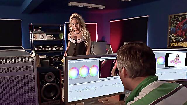 Cindy Behr gets all glammed up after hours at work to seduce her boss, and gets pounded with a big cock