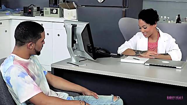 Amazing, ebony girl with black hair, Honey Gold likes to get loads of cum on her face