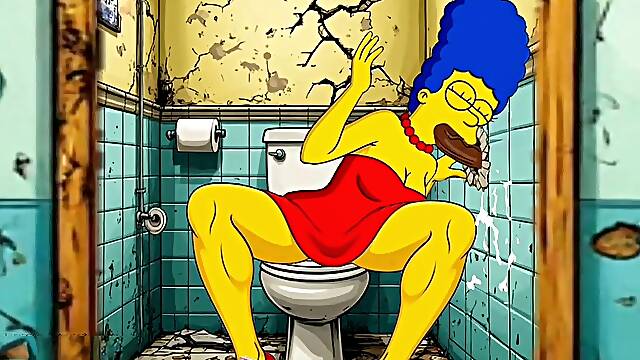 Married Housewife Gets nailed in a messy rest room. Cartoon Parody