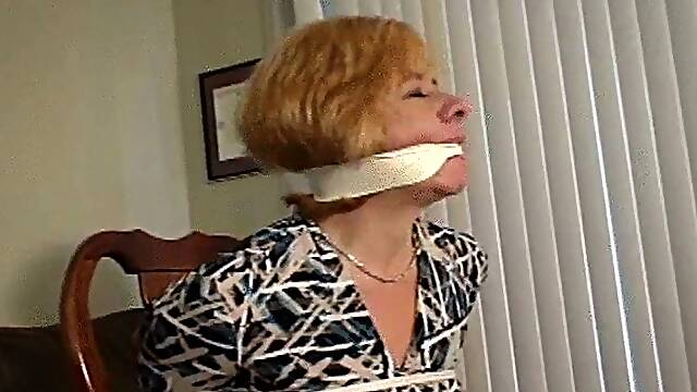 Tightest Gag and Tied Big Boobed Housewife