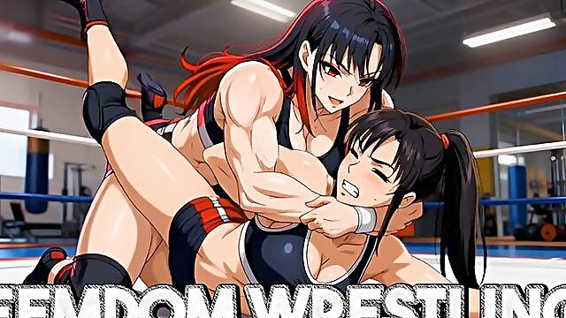 Womens Wrestling Beatdown - Rika Makes Her Opponent Submit | Femdom Fighting Animation