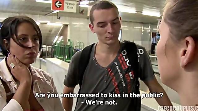 Slovakian foursome sex on street