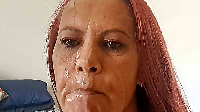 Smoking Big Tits MILF Sucks Cock, Gets Huge Cumload in Face!