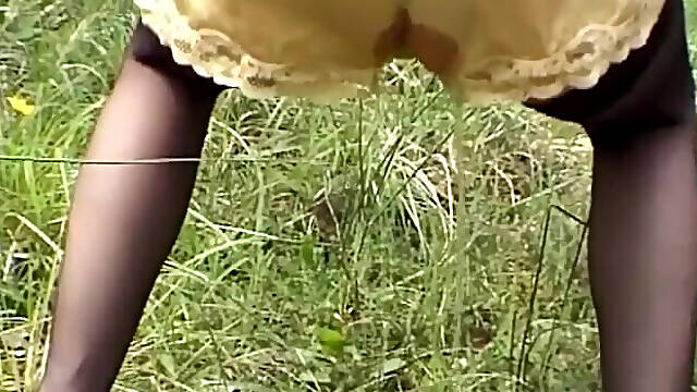 Lady in Outdoor Piss Pants